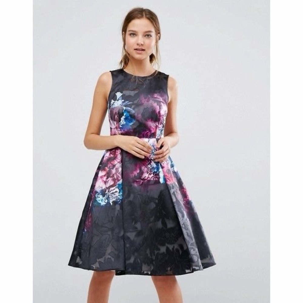 Coast Black and Gray Floral Dress